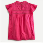 J.Crew  Flutter-Sleeve Crocheted Lace Top Embroidered Pink Barbie Size S Photo 1