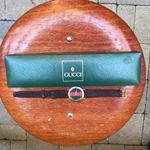 Gucci Unisex  3000M Iconic Wristwatch Gold Plated Orig Lizard Strap. NEW BATTERY! Photo 10