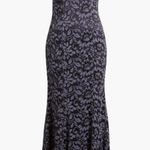 Eliza J Illusion Cap Sleeve Gown  3/4 sleeves blue lace dress size 6 wedding 1299 Photo 1