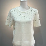 H&M Off-White Beaded Short Sweater Size L NWT Photo 0