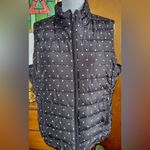 Colebrook Essentials Vest Puffer Vest Quilted Black&White Polka Dot Womens L Black Size L Photo 1