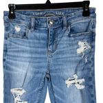 American Eagle  SZ 2 Jeggings Jeans Distressed Stretch Zip-Fly Mid-Rise Whiskered Photo 1