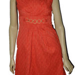 Sandra Darren  Vibrant Red Patterned Dress Photo 0