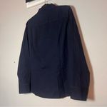 J.Crew  Haberdashery Button Up Shirt Blouse Navy Blue Size Large Stretch Photo 5