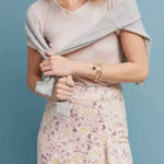 Anthropologie  Skye Pencil Skirt‎ Floral Print Faux Suede Ruffle Purple Size US 2 Photo 0