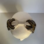 Hand Beaded Mexican Headband Beige Padded Turban Style Embroidered Boho NWT Gold Photo 4