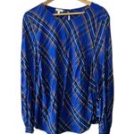 Talbots Royal Blue Plaid Lightweight Long Sleeve Top Women's Size 2X Photo 0