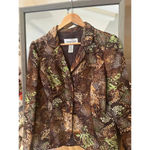 Victor Costa Beaded Blazer Size 12 Brown Green Floral Metallic Statement Jacket Photo 3