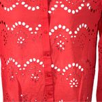 ADIVA Red Pink Sheer Eyelet Lace Peasant Blouse Boho Festival Top Small NWT Photo 3
