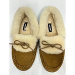 Lands' End Womens Moccasin Slippers Fluffy Lined Inddor Outdoor Sz 10 Brown EUC Photo 3