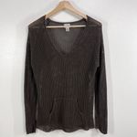 Chico's 100% Cotton Open Knit Sweater Brown Size 2 M L Beach Cover Layer Top Photo 1