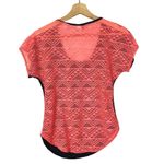 Discreet Navy Blue Neon Pink Lace Back Short Sleeve Blouse S Photo 1