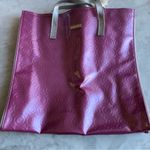 Clinique  Metallic Purple And Silver Geometric Tote Bag Photo 2