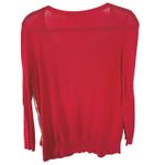 Anthropologie HWR Art To Wear Cardigan Red Watercolor Abstract Painting Medium Photo 2