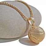 Gold Basketball Necklace, Mens Ball Pendant , NBA Hoops, Jordan, Lebron, Curry Photo 1