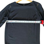 Talbots Size L Black Blouse Shirt With Lace Insets, Zip Side and 3/4 Sleeves Photo 7