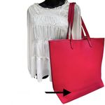 Christmas NWT Crabtree & Evelyn Large Red Tote Bag Laser Cut Vegan Leather Photo 2