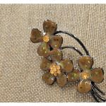 Vintage Enamel Brooch Pin 3" Brown Orange Flower Bouquet Rhinestone AB‎ Flecked Photo 6
