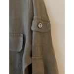 Chicos Design Olive Green Linen Utility Button Up Shirt Women Size M Long Sleeve Size M Photo 2