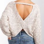 Daytrip Cream twisted open back V-Neck Sweater size Small Photo 1