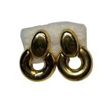 80’s Chic Classic Shiny Gold Tone Door Knocker Post Earrings A283 Photo 1