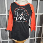 47 Brand NWT 47 Womens NHL Philadelphia Flyers 3/4 Sleeve Raglan‎ Tee Tshirt Small Photo 0