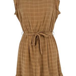 Velvet Heart  Tabatha Dress Ruffle Sleeveless Belted Tan Oat Size XS NWT Photo 0