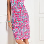 Talbots  Effortless Jersey Medallion Open
Back Dress Small Pink Paisley Preppy Photo 0