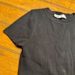 ZARA  Black Ribbed Knit Cropped Short Sleeve Top Women Size S Photo 3