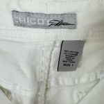Chico's Platinum Cotton White Straight Knee Length Jean Skirt Pockets Size 8 Photo 3