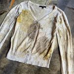 Papaya  Abstract Earth Tone Paint Print Cardigan Photo 1