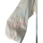 Laura Ashley White Cotton Embroidered Floral Kimono Long Robe Women Sz L VTG Photo 4