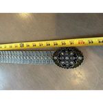 Belt OSFM Metal Silver Tone Elastic Stretch Oval Buckle w/ Enamel & Bling Vtg Photo 12