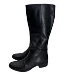 Geox  Fecility Leather Boots Women Size US 8 EU 39 Black Side Zip Block Heel‎ Photo 2