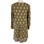 Garnet Hill Dropwaist Button-Up Dress Olive Green Floral Women's Size 2 Bohemian Photo 3