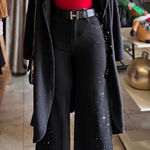 NWT high waist rhinestone jeans in black size 5 Photo 0