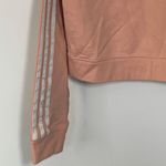 Adidas  Women's Pullover Hoodie Sweatshirt Cropped 100% Cotton Pink White Small Photo 6