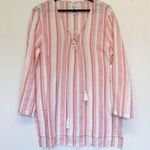 Billabong NWT Blue Skies Mini Beach Cover Up Tunic Dress Top Fringe Tie Medium Photo 3