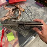 Adrienne Vittadini Beautiful vintage 90’s-Y2K  silver leather lace clutch boho Photo 9