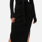 Good American Black Bodycon Belted Sweater Dress Photo 0