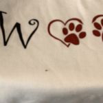 Gildan  Woof Size Large White Sweatshirt With Dog Prints. Preloved Photo 1