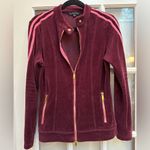 Boston Proper  Sporty Burgundy & Pink Velour Zipper Track Jacket Size Small S Photo 1
