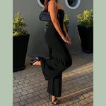 Below Zero Elegant Strapless Jumpsuit Black Stretchy Size Lg Photo 1