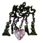 Mother Brass Bronze Color Pin Brooch Dangles Boy Girl Shoes Heart Charm Photo 0