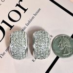 Christian Dior Large Pave Crystal Half Hoop Clip-On Earrings Photo 3