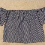 Love In Navy & White Striped Off The Shoulder Top Photo 3