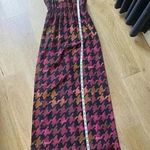 Lavender Brown Orange Pink Burgundy Fall Houndstooth Maxi Dress Size S Small Photo 8