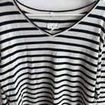 Lou & grey  White & Black Striped V-Neck Long Sleeve Shirt Photo 4