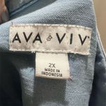 Ava & Viv Women's Plus 2X Blue Short-Sleeve Button-Up Shirt Casual Photo 8