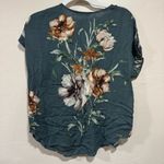 Bohme New  Pink & Sophie Teal Light Weight Floral V-neck Woven Top Photo 4